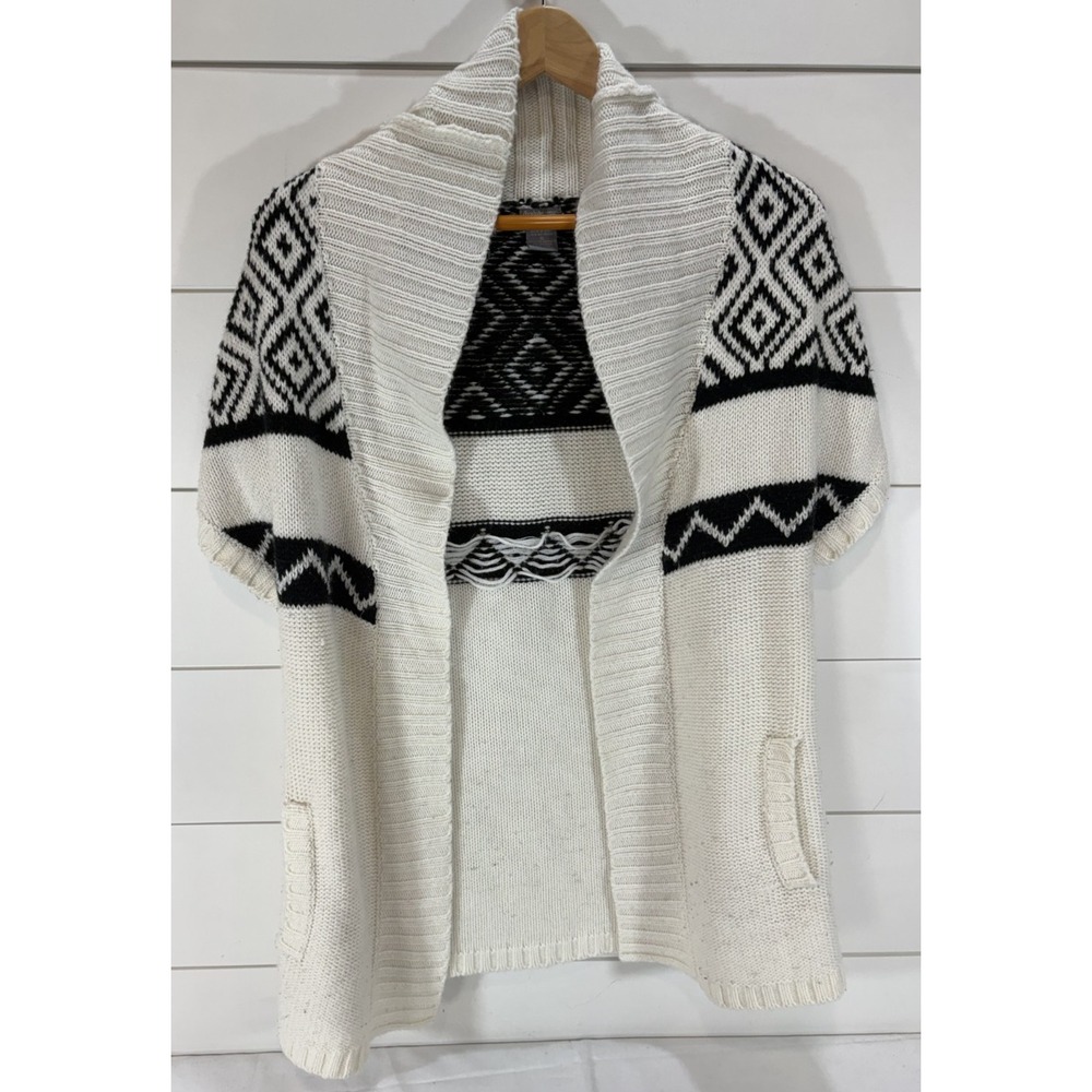 Charlotte Russe Women's White Crochet Cardigan Knit Open Front Sweater Size S